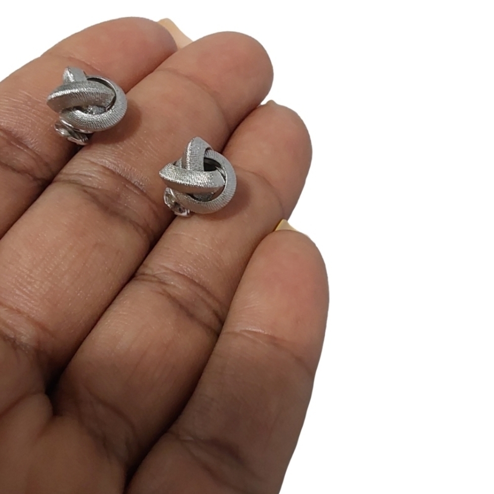 MONET‎ STAMPED SILVER CLIP-ON STUDS EARRINGS